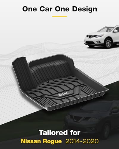 3W 2014-2020 Nissan Rogue Floor Mats Custom Fit for Nissan Rogue Accessories TPE All Weather Floor Liner, 1st and 2nd Row Car Mats (NOT for Nissan Rouge Sports and Select Models)