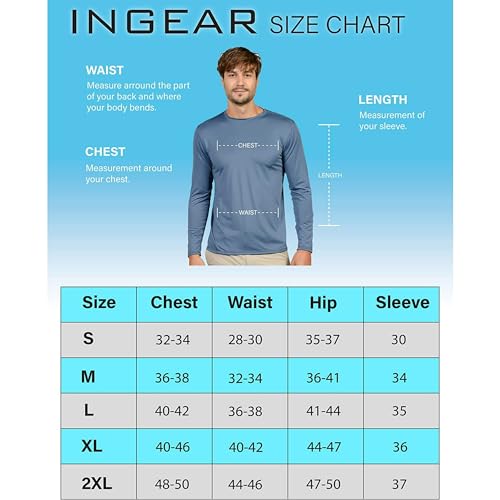 INGEAR Men's Rash Guard, UPF 50+ UV Protection Fishing Shirt – Lightweight Quick-Dry Swimming Shirt for Men Sizes S-3XL (Mint, Medium)