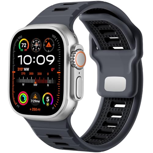 Odbeai Sport Band Compatible with Apple Watch Ultra 2/Ultra Band,Compatible with Apple Watch Bands for Men 49mm 45mm 44mm 42mm,Silicone Loop Replacement Strap Compatible with iWatch Series SE 9 8 7-1