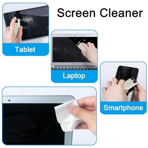 walrfid Car Screen Cleaner Spray and Wipe, Laptop Touchscreen Mist Cleaning Kit for Electronics Computer, iPad, Cellphone, MacBook, TV, Monitor, Tablet, Kindle Display, with Black Graffiti Case - Red