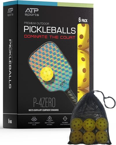 ACROSS THE POND Pickleball Balls, Outdoor Pickleballs Only Balls 6/12 Pack, USAPA Approved Pickleballs with Carrying Bag, Yellow Pickle Ball Balls 40 Holes