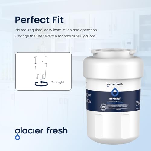 GLACIER FRESH Replacement for MWF Refrigerator Water Filters, SmartWater MWFP, MWFA, GWF, HDX FMG-1, WFC1201, RWF1060, 197D6321P006, Kenmore 9991, 1 Pack