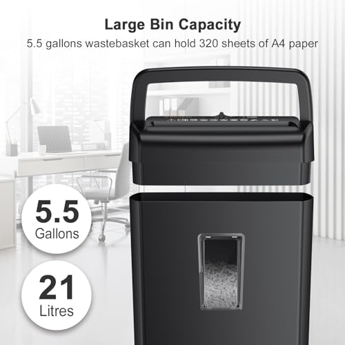 Bonsaii 10-Sheet Cross Cut Paper Shredder, 5.5 Gal Home Office Heavy Duty Shredder for Credit Card, Staple, Clip with Transparent Window(C209-D)