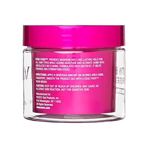 KISS COLORS & CARE Maximum Hold Edge Fixer, Non-Greasy Gel Formula Infused With Biotin B7, 24 Hour Hold, ‘Very Cherry’ Scented, 3.38 Fl. Oz. (100 ml)