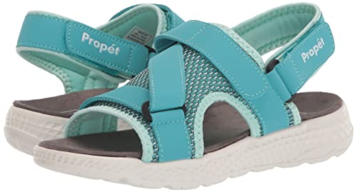 Propét mens Travelactiv Sport Sandal, Teal, 10 Wide US