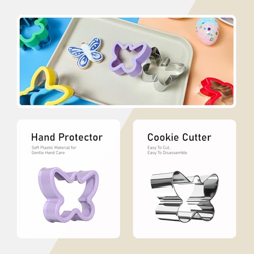 Sliafwh 8 Pcs Cookie Cutters, Biscuit and Uncrustable Maker - Bunny, Chick, Butterfly and More Animal Cracker Shapes