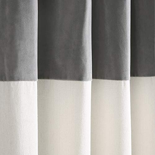 Lush Decor, 84" x 52", Gray Milo Linen Window Curtain Panel Pair, White