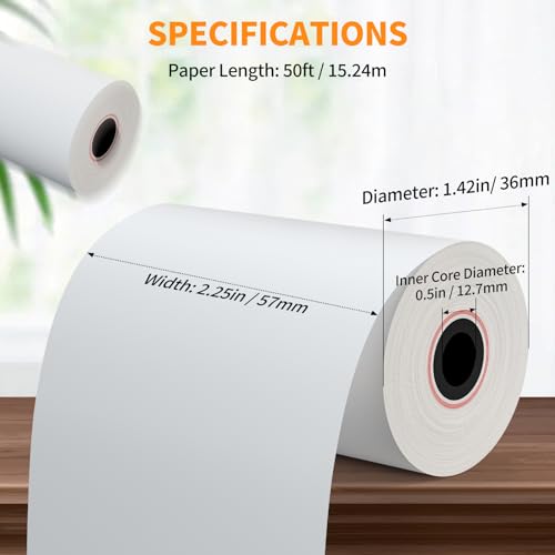 2 1/4'' x 85' Thermal Receipt Paper 10 Rolls, PAPRMA POS Paper Cash Register Paper Rolls, Thermal Paper for Square Terminal Credit Card Machine Verifone VX510 VX570 FD50 T4220