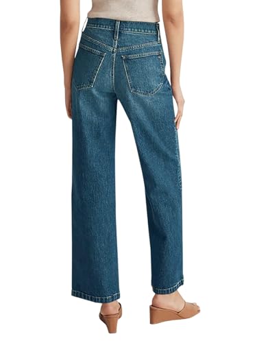 Cicy Bell Women's High Waisted Baggy Jeans Wide Leg Stretch Vintage Denim Pants with Front Pockets Light Blue
