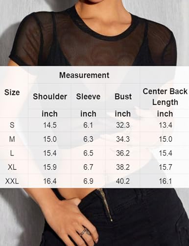 Avidlove Mesh Top Short Sleeve Mesh Crop Top Sheer Tops for Women See Through Shirt