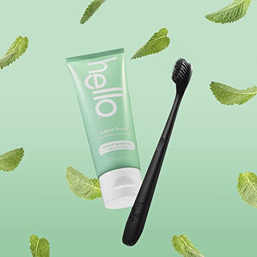 Hello Super Fresh Whitening Toothpaste, Fluoride Free Toothpaste with Natural Spearmint and Coconut Oil, Vegan, No Peroxide, No Fluoride, No Dyes, Gluten Free, BPA Free, 3 Pack, 4.7 OZ Tubes