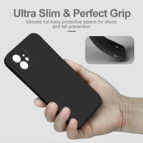 Noyre iPhone 14 pro Case, Silicone [Square Edges] & [Camera Protecion] Upgraded Phone Case with Soft Anti-Scratch Microfiber Lin ing, 6.1 inch (Black)