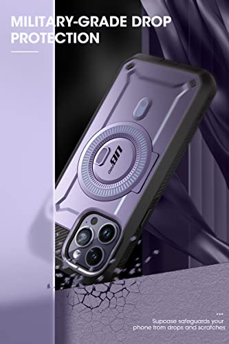 SUPCASE for iPhone 14 Pro Max Case with Stand (Unicorn Beetle Pro Mag), [Compatible with MagSafe] [Built-in Screen Protector & Belt-Clip] Magnetic Protective Phone Case for iPhone 14 Pro Max, Purple