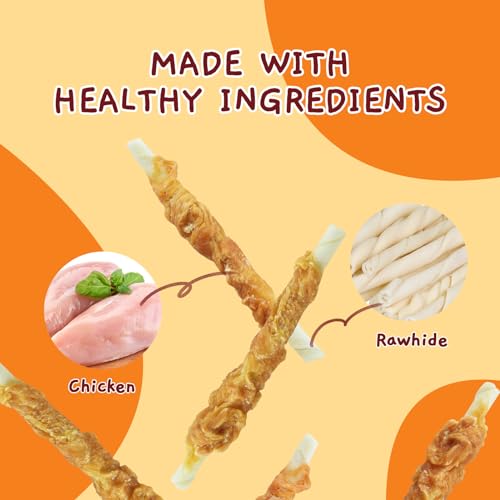 Jungle Calling Dog Treats, Chicken Wrapped Rawhide Sticks for Dogs, Delicious and Nutritious Training Reward Treats and Dog Chews Snacks, 6 oz