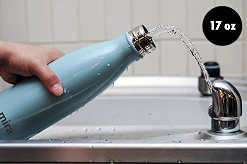 MIRA 2 Pack 17 oz Insulated Water Bottle - Stainless Steel Cola Shape Thermos - Double Wall Hot & Cold Flask (24Hr Cold/12Hr Hot) - Matte Blue