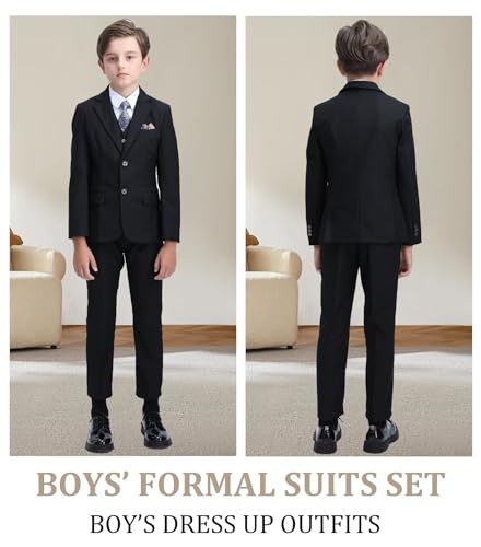 Boys Suits Size 14 Kids Black Suits for Boys Wedding Ring Bearer Outfit Boys' Formal Dress Vest Pants Suspenders Suit Set