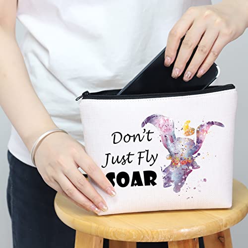 Flying Elephant Inspired Gift Flying Elephant Cosmetic Bag Flying Elephant Lover Gift Don't Just Fly Soar Makeup Zipper Pouch Bag Inspiration Gift for Girls Women (FLY Soar)