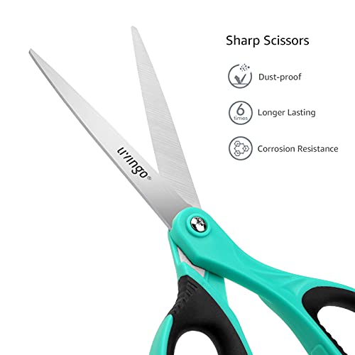 LIVINGO 8.5" Scissors All Purpose, 3 Pack Ultra Sharp Blade Shears, Professional Ergonomic Comfort Grip Scissors for Office School Home Supplies Fabric Sewing DIY Cutting General Use