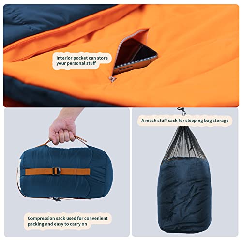 Unigear Mummy Sleeping Bag 30°F - Compact, Water-Resistant, Lightweight Mummy Sleeping Bag for Adults and Teens - Camping, Hiking, Backpacking, Great for 3 Season (Blue, Regular)