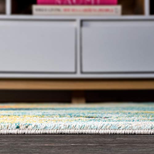 JONATHAN Y Modern Abstract Waterfall Blue/Cream Runner Rug, 2x8, Contemporary POP, Transitional, Easy-Cleaning for Living Room, Bedroom, Kitchen, Pet Friendly, Non-Shedding (CTP100A-28)
