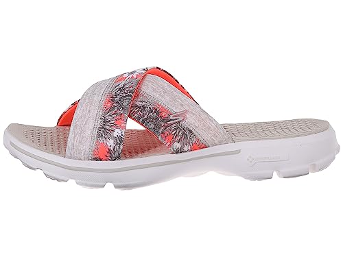 Skechers Performance Womens Go Walk Fiji Flip Flop,Natural Coral Flower,8 M US