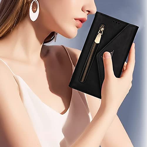 Furiet Wallet Case for Samsung Galaxy S20 5G 6.2 inch Leather Flip Zipper Purse Handbag with Credit Card Holder Shoulder Strap and Wrist Strap Lanyard Phone Cover for S 20 20S UW S2O G5 Women Black