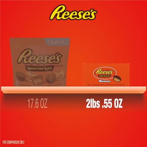 REESE'S Miniatures Milk Chocolate Peanut Butter Cups, Candy Packs, 0.31 oz (105 Pieces)