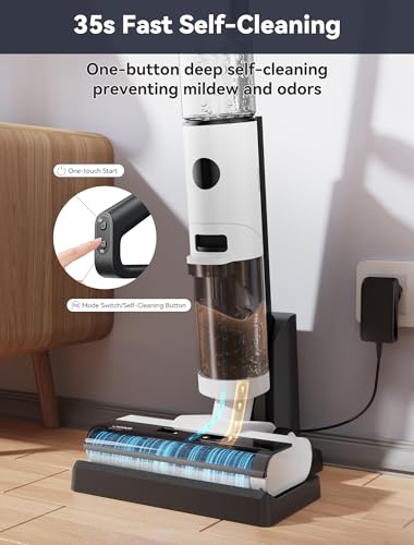 JONR ED12 Cordless Wet Dry Vacuum Cleaner, Vacuum and Mop Combo for Hard Floor, Self Propelled, 0.1Inch Edge Cleaning, One-Step Self-Cleaning