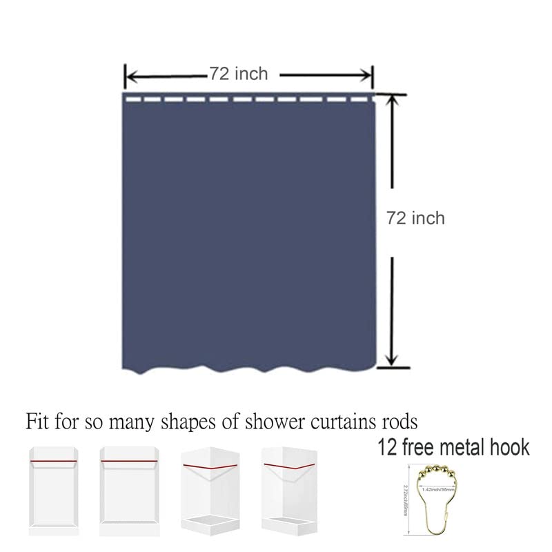 Shower Curtain Black Velvet Fabric 260 GSM Heavy Duty Luxury Shower Curtain with Hooks, Thicken,Washable, Waterproof for Bathroom Hotels, Bathtubs, 72 x 72 inches