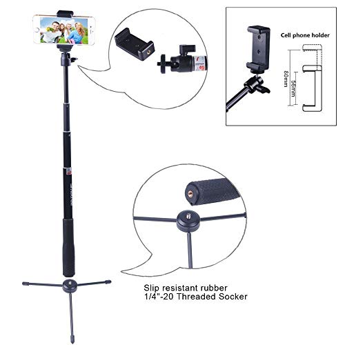 Smatree Q3 Telescoping Selfie Stick with Tripod Stand Compatible for OSMO 360,Insta360 X5,GoPro Hero 13/12/11/10/9/8/7/6/5/4+/3/Max/Session/2018/AKASO/OSMO Action Camera 5 Pro/Pocket 3/SJCAM/and Phone