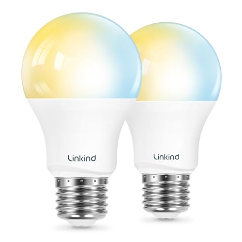 Linkind Alexa Light Bulbs, Soft White to Daylight Tunable (2700K-6500K), Smart Light Bulbs, Work with Alexa & Google Home, CRI>90, 2.4GHz Wi-Fi & Bluetooth LED, A19 E26, 800LM, 60W Equivalent (2-Pack)