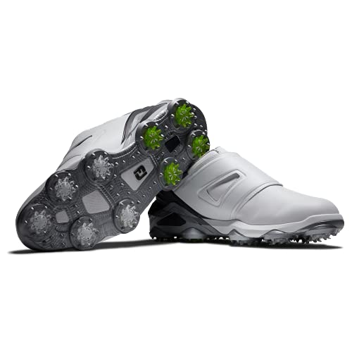 FootJoy Men's Tour Alpha Dual Boa Golf Shoe, White/Navy/Grey, 15