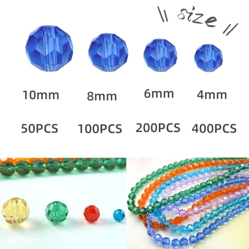 Tingoons 400 PCS 4mm Crystal Glass Beads Round Multiple Faceted Loose Spacer Glass Beads for DIY Handcrafte Bracelet Necklace Earring Jewelry Making(Pink)