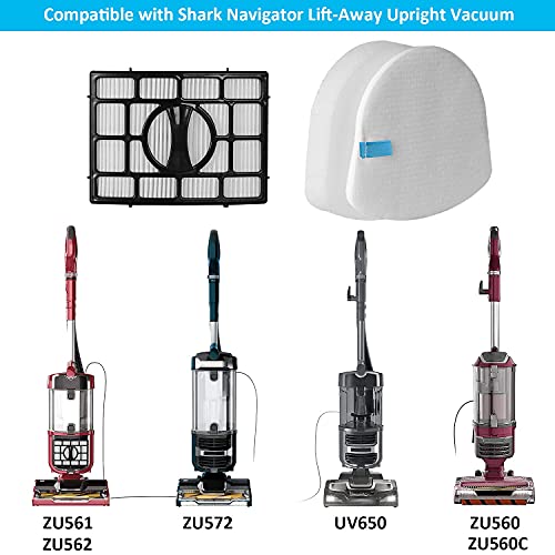 Laukowind Vacuum Replacement Filter for Shark Navigator Zero-M Lift-Away Speed Upright Vacuum ZU560 ZU560C ZU561 ZU562 UV650 ZU572 Part XFFK560 XHEPA560, 2 Foams and 2 Felt Filters and 2 Filter-Filt