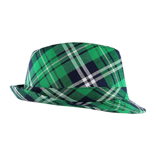 UTTPLL St. Patricks-Green-Plaid-Accessory-Cosplay Leprechaun Hat Fedora Unisex Men Women Kids Irish Hats Cap Cowboy Headwear Costumes Funny Party Supplies