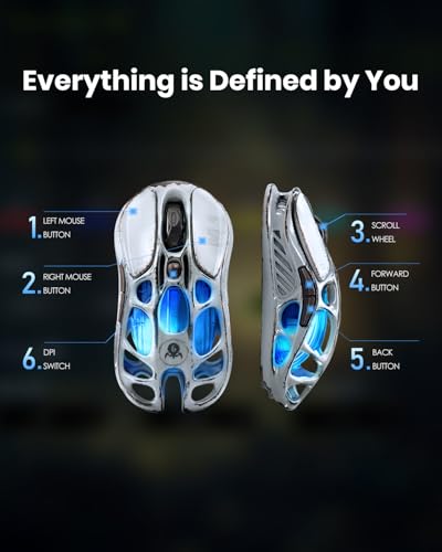GravaStar Mercury M1 Pro Wireless Gaming Mouse, Lightweight Magnesium Alloy, 26,000 DPI, PAW3395DM Sensor, 5 Programmable Buttons, Support Wired/2.4GHz/BT, Up to 200 Hours Battery Life