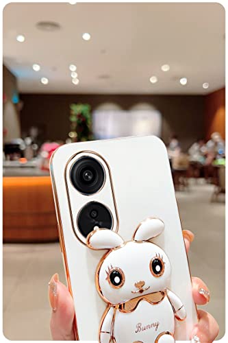 for Oneplus Nord N300 5G Case 3D Cute Cartoon Hidden Rabbit Kickstand Design for Women Girls,Luxury Plating Glitter Soft Silicone Girly Phone Case with Camera Protection Cover for Oneplus N300 Black