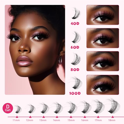 Lash Clusters Kit 432Pcs,8 10 12 14 16 18 MIX Wispy Lashes Cluster Lash Extension Kit With Lash Bond and Seal,Eyelash Remover, Applicator, Eyelash Books DIY at Home