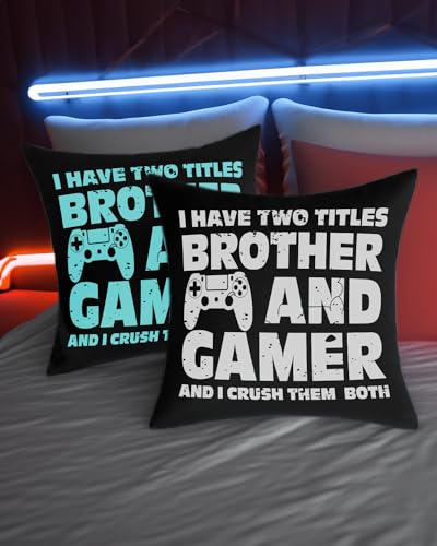 PreLiving Funny Gaming Throw Pillow Cover, Gamer Gifts for Teenage Boys, Kids Boys Gaming Room Decor, 12 × 20 Inch