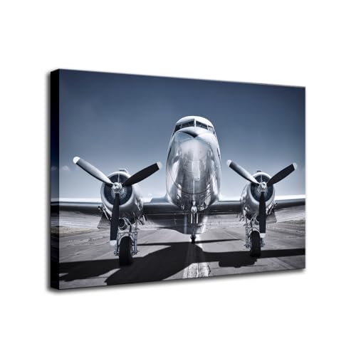 Airplane Wall Art Canvas Aircraft on a Runway Picture Modern Airplane Posters Aviation Decor for Boy Room Living Room(Airplane, 12x16 inch)