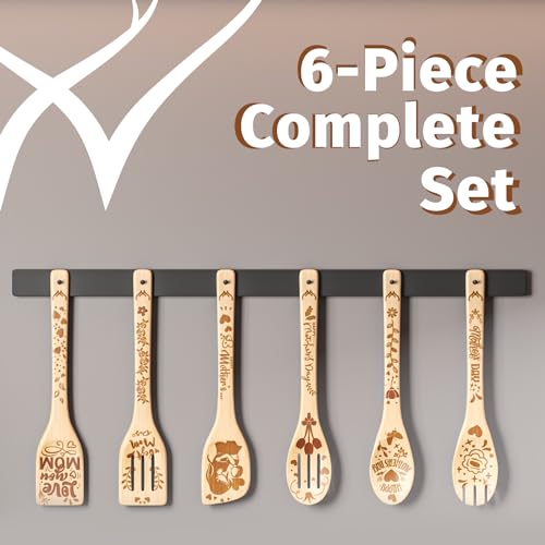 WoodLands Premium Mother’s Day Bamboo wooden spoons for cooking - ideal wooden cooking utensils set Gifts For mom From Daughter - Wood Spoons for Cooking - Wooden Spoon Mothers Day Gifts From Daughter