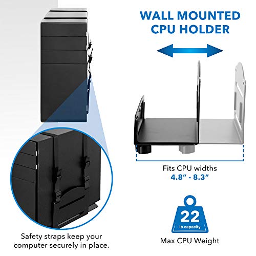 Mount-It! Wall Mount Workstation with Dual Monitor Mount, Keyboard Tray and CPU Holder, Height Adjustable Full Motion Arms, Fits Two 32 Inch Computer Screens