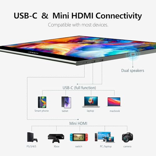 INNOCN OLED Portable Monitor Touchscreen, 13.3 Inch 1080P FHD USB C HDMI Laptop External Screen HDR Eye Care Gaming Computer Display w/Stand for PC Xbox Mac PS5 MacBook Switch Phone, Brown