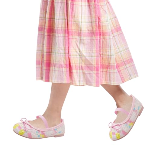 ADAMUMU Sparkly Girls Dress Up Shoes - Princess Mary Jane School Uniform Dress Shoes in Performance, Prom and Graduation - Glitter Blue, 1M Big Kid