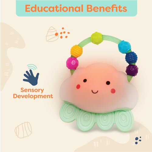 B. toys- B. baby – Baby Light-Up Cloud Rattle- Rain-Glow Squeeze- Teething Rattle Toys for Babies 3 Months +