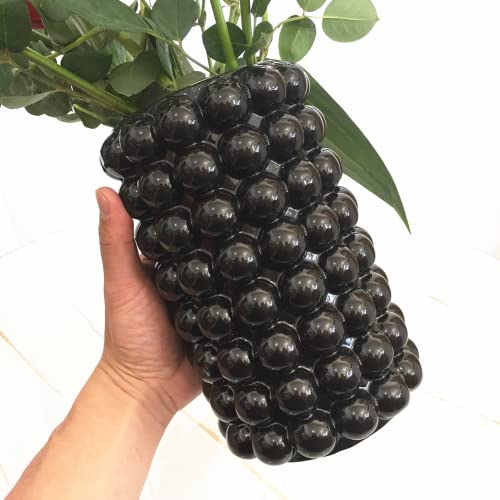 Anding Black Ceramic Vase for Home Decor - Pampas Grass or Boho Style - Modern Decorative Vase - Clay Flowerpot (A9901L Black Big)