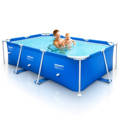 Sunrio 4ft x 12in Square Above Ground Swimming Pool with Plastic Frame for Kiddie Swimming Playing Outdoor Backyard Garden