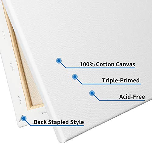 FIXSMITH Stretched White Blank Canvas- 8x8 Inch,Bulk Pack of 12,Primed,100% Cotton,5/8 Inch Profile of Super Value Pack for Acrylics,Oils & Other Painting Media.