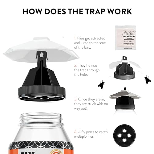 Outdoor Fly Trap [2 Pack] Fly Traps Outdoor with Dissolvable Non-Toxic Bait - Controls Flies for Patios, Hanging Fly Traps with Tie Included