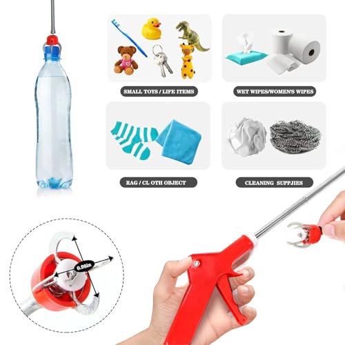51"Toilet Snake Clog Remover,Toilet Auger Grabber Tool，Plumbing Snake for Toilet,With 4 Claws Bendable Hose Pickup Reaching Assist Tool for Grabbing Objects Blocked in Toilet Pipes and Drainage Drains